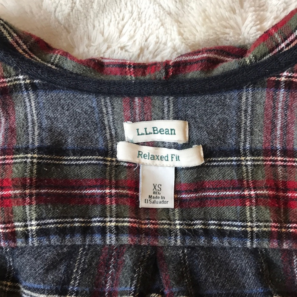 LL Bean XS plaid flannel zip jacket